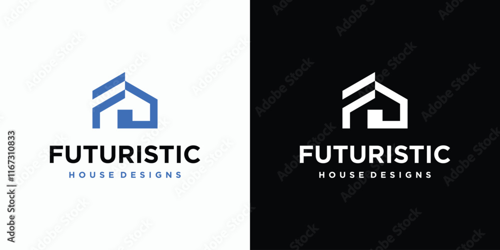 Poster vector logo design of initial letters f and d in the shape of a house with a modern, simple, clean a