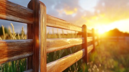 Fototapeta premium Dramatic Fencing Scene with Golden Hour Light