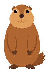 Obraz premium groundhog day - a cartoon illustration of a groundhog. It has a round, brown body with a lighter brown face and belly. The groundhog is standing on its hind legs with its front paws held in front