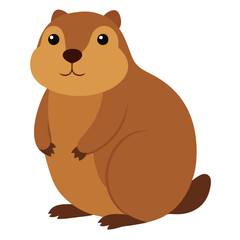 Fototapeta premium a cartoon illustration of a groundhog. It is depicted in a cute and simplified style, with a round body and a light brown color. The groundhog has small ears, big round eyes, a small nose