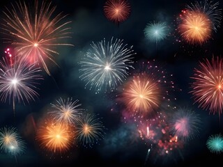 Fototapeta premium fireworks in the night sky for new year celebration