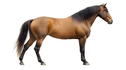 Obraz premium A realistic depiction of a standing horse showcasing its muscular structure and posture.