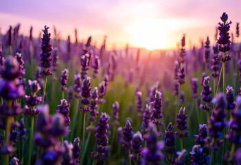 Naklejka premium Lavender flowers in Provence France Macro image shallow depth of field Beautiful nature background