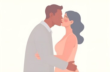 Obraz premium Woman and man kissing