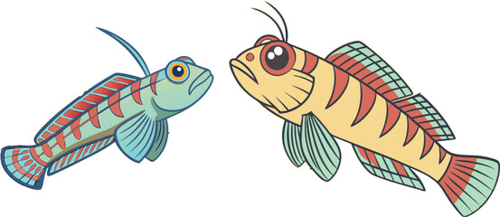Goby-fish bundle design art and illustrator eps