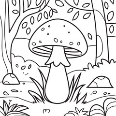 Mushrooms. For coloring book pages. Outline drawing