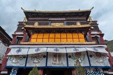 The Tashilhunpo Monastery and its golden roof in Shigatse Tibet China