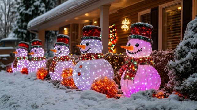 Luminous Snowmen Illuminate Snowy Christmas Eve