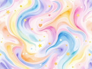 Obraz premium Abstract watercolor pattern with swirling colors, creating a dreamy and ethereal background, suitable for soft or artistic designs.