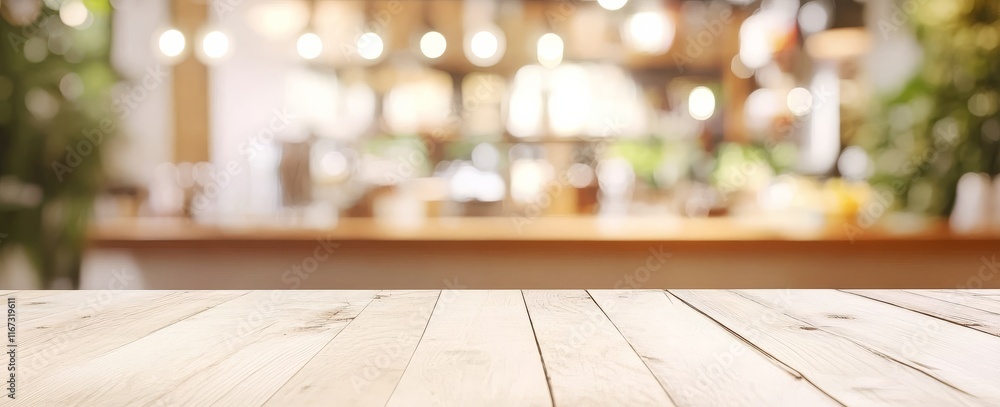 Poster bokeh lights creating a cozy atmosphere in a cafe setting.