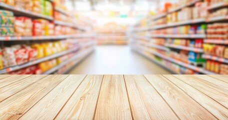Supermarket aisle shelves add an inviting backdrop to the setting.