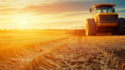 Fototapeta premium Tranquil Farming Scene at Sunset with Soft Lighting