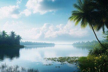Nature landscape with vegetation and flora