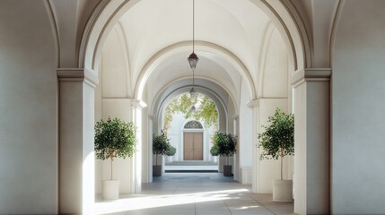 Fototapeta premium Serene Archway: A Tranquil Architectural Passage