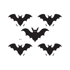 Fototapeta premium Halloween bat set. Black silhouette Halloween bat vector illustration, set of halloween bats halloween bat and bats Bats Silhouettes 
