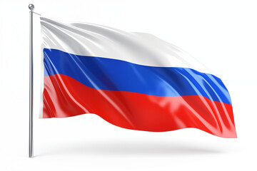 Obraz premium Russian National Flag on White Background – High-Quality Tricolor Design Featuring White, Blue, and Red Stripes – Perfect for Educational Projects, Creative Designs, Cultural Events, and Patriotic.