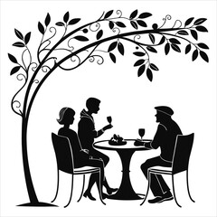 Vector silhouette of man sitting in a garden chair