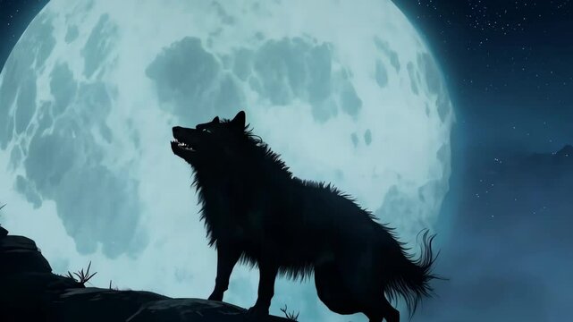 wolf howling at night