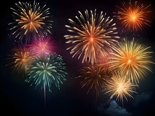 Obraz premium fireworks in the night sky for new year celebration