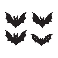 Halloween bat set. Black silhouette Halloween bat vector illustration, set of halloween bats halloween bat and bats Bats Silhouettes
 