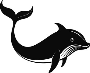 Whale Silhouettes in Minimalist Style