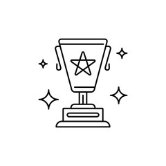 Trophy icon outline represents achievements, awards and wins.