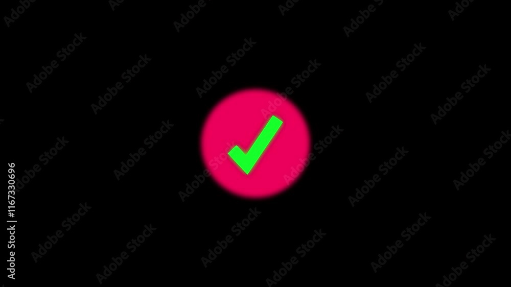 Poster animation of check mark icon. white and green check mark on transparent background. check mark on tr