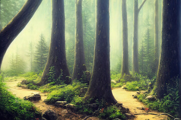 Enchanted Forest Pathway: A Mystical Nature Scene