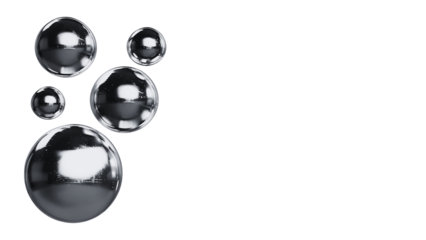 Metallic geometric shapes on a white background, 3D render.