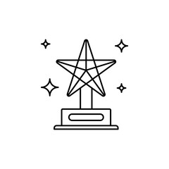 Outline Trophy icon with star shape represents victory to become idol