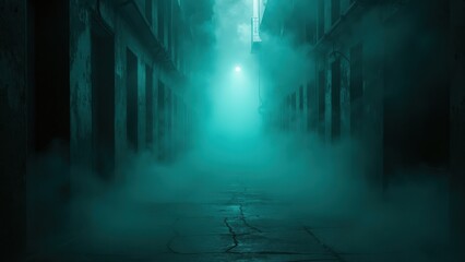 Eerie Alley: Mysterious Fog in a Dark Cityscape