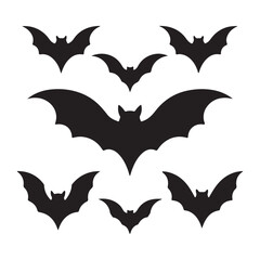 Halloween bat set. Black silhouette Halloween bat vector illustration, set of halloween bats halloween bat and bats Bats Silhouettes
 