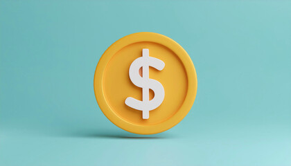 Obraz premium 3D illustration of a Bitcoin logo in warm orange tones on a soft gradient yellow background. The minimalist design emphasizes the cryptocurrency symbol, ideal for financial, investment