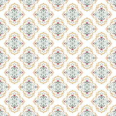 Gold framed fabric pattern in the center with red flowers, gold frame, red, vase, endless pattern