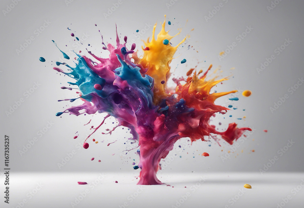 Poster colorful paint splash isolated design element on the transparent background