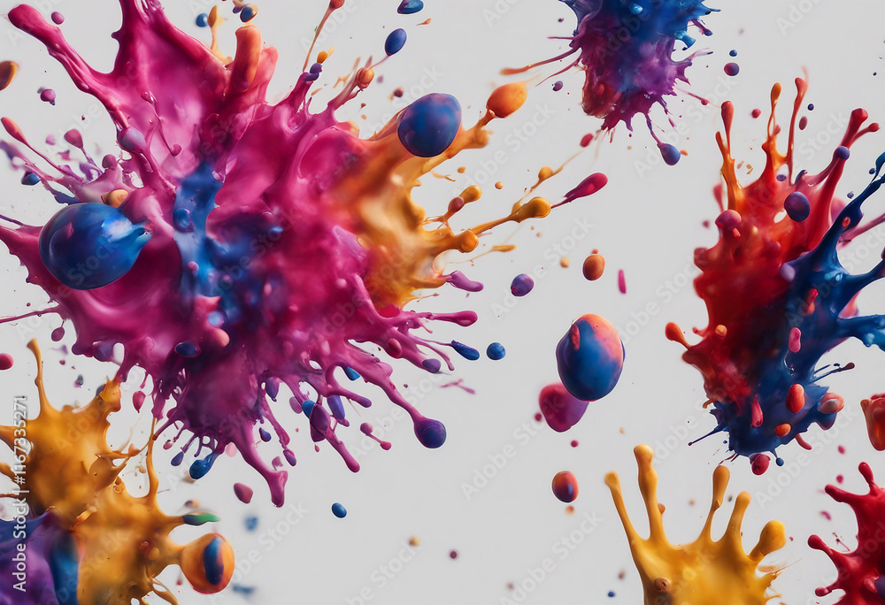 Poster colorful paint splash isolated design element on the transparent background