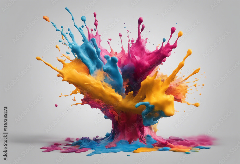 Poster colorful paint splash isolated design element on the transparent background
