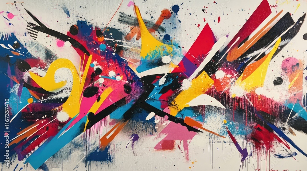 Poster abstract calligraphy with explosive fireworks in the background, creating a festive, energetic compo