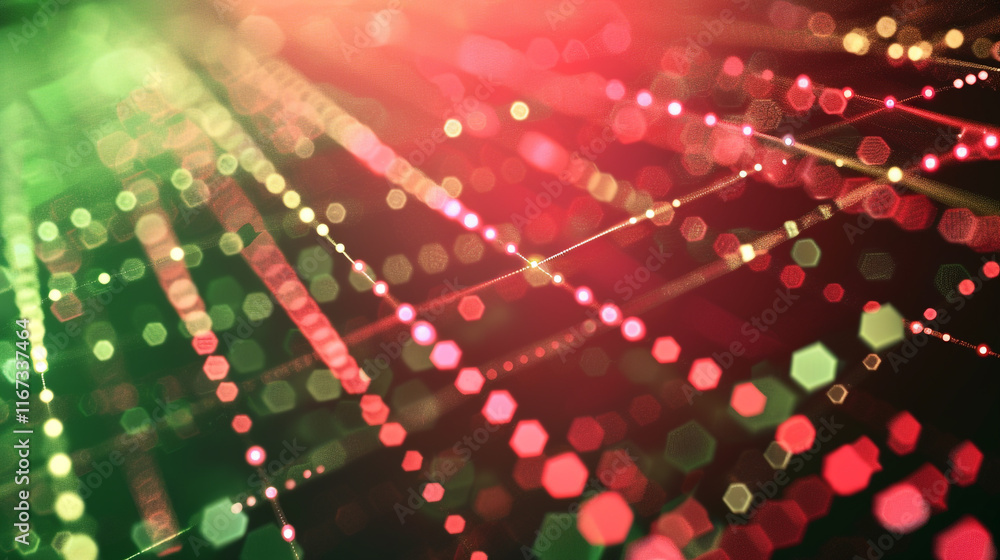 Poster a red and green pattern of dots. the red and green dots are arranged in a way that creates a sense o
