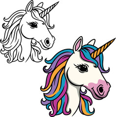 Cute cartoon unicorn vector