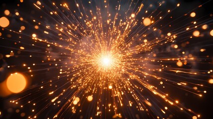 The golden light radiates from the center to the outside.