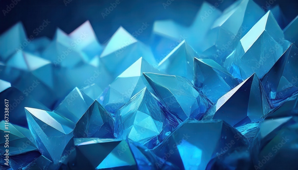 Aufkleber a close-up view of sharp, crystalline formations in various shades of blue, creating a visually stri