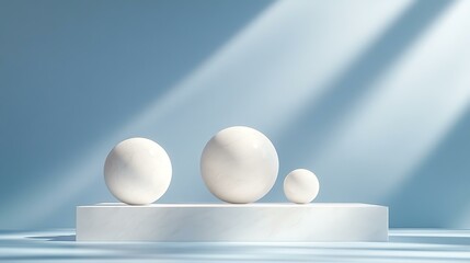 Modern Minimalist Scene with Three White Balls