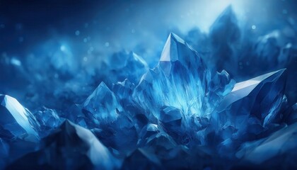 Obraz premium A breathtaking array of shimmering blue crystals, reflecting light in a mesmerizing display of sharp facets and depth.