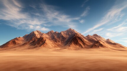 Naklejka premium An expansive view of a stunning mountain range illuminated by clear blue skies, showcasing the raw beauty of nature and the majesty of unspoiled wilderness.