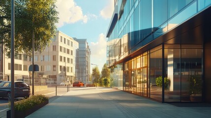 Obraz premium Modern City Street on a Sunny Day