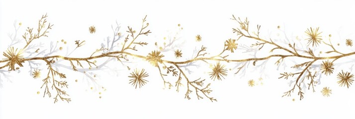 Festive white and gold glitter garland for elegant holiday decor and event design