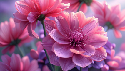 Fototapeta premium Pink flowers background