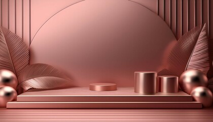 3d rendered rose gold empty backdrop for products presentation