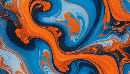 Fototapeta premium Abstract Swirling Orange and Blue Paint Background